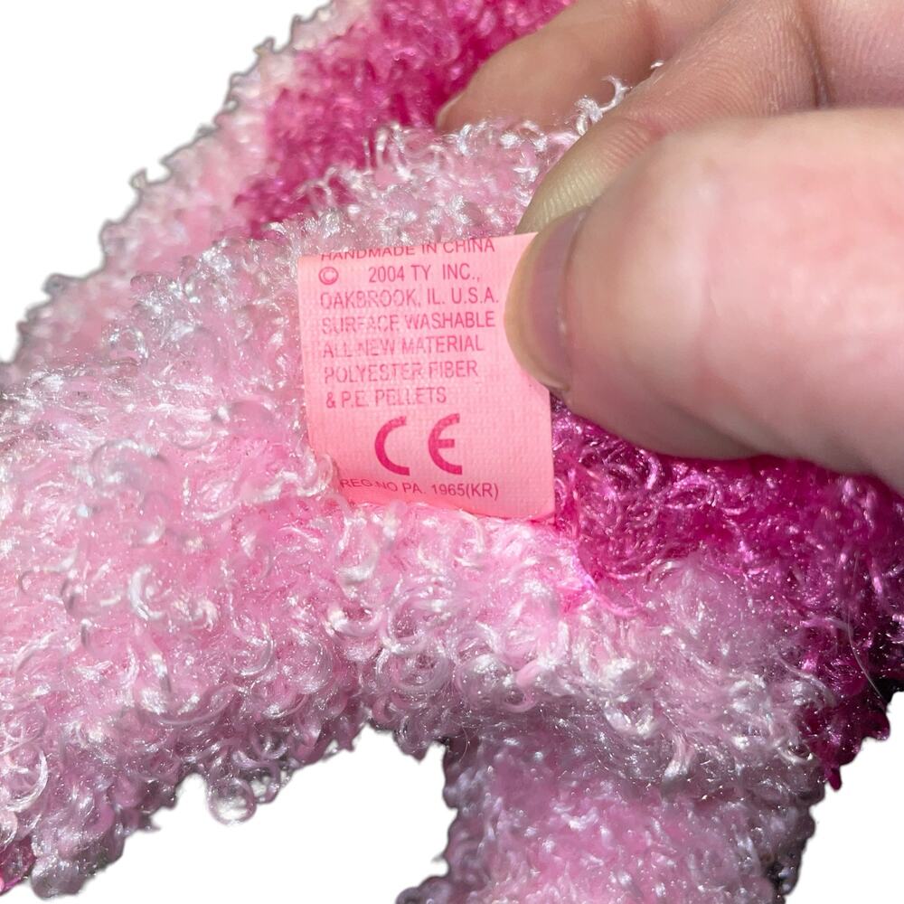 Ty Pinky Glitters Plush Dog 6" Pink White Stuffed Animal Pup Nursery Toy Vintage - Picture 7 of 12